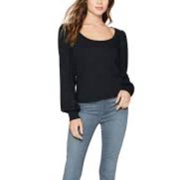 PAIGE SYLVIE PUFF BLACK WOMEN LONG SLEEVE TEE SIZE XS BRAND NEW WITH TAGS - Picture 1 of 7